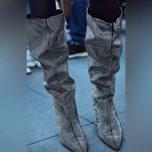 ZARA HEELED SPARKLY RHINESTONE BOOTS. NWT!! Size 10 (41)